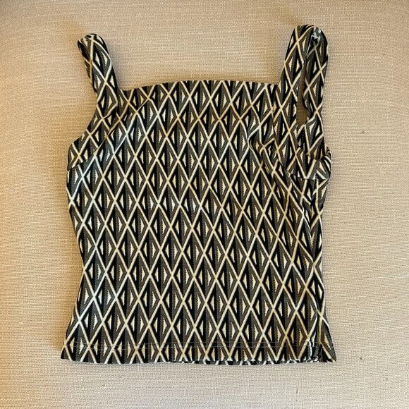NEW Reformation Birch Tank Knit Top Small Art Deco Pattern Slightly Stretch - Picture 5 of 9